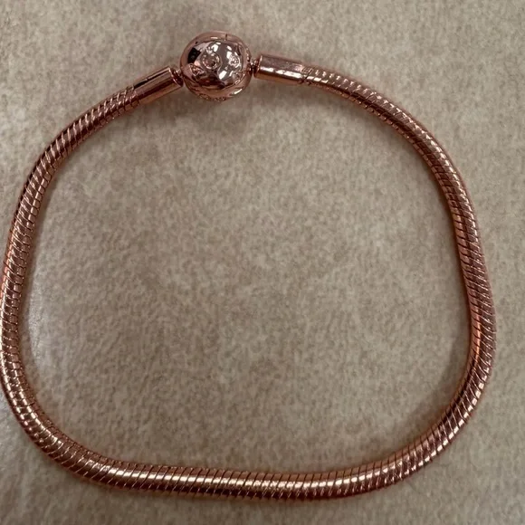 Pandora Rose Gold Tone Snake Chain Charm Bracelet - Picture 1 of 3